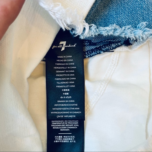 7 For All Man Kind Monroe cut off Jean shorts with denim blue side stripe - Picture 10 of 12